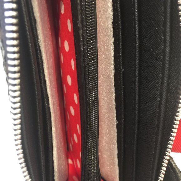 Loungefly x Disney Hard Tag Sequined Minnie Ears Zip Wallet Black Red Bow - Picture 4 of 5
